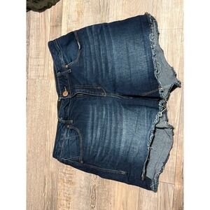 1822 Denim Women's‎ Blue Frayed Hem Jean Shorts Size 14